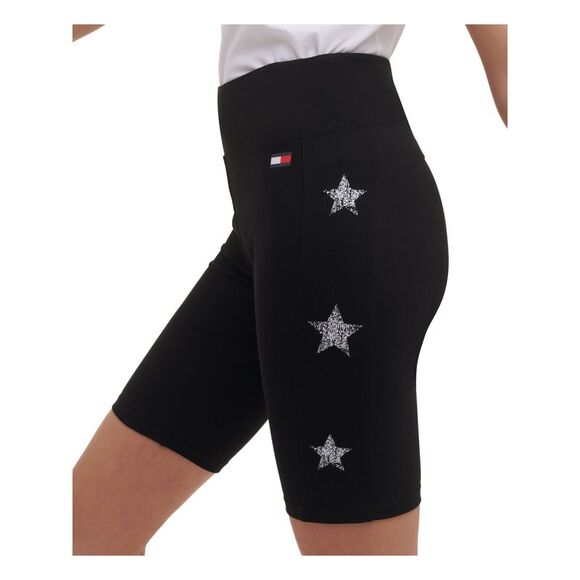 TOMMY HILFIGER SPORT Womens Black Stretch Fitted Pull-on High Waist Shorts XS - Picture 1 of 4